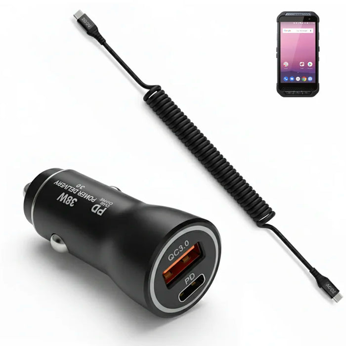 38W Fast Car Charger and USB-C Coiled Cable for Delfi PM85 / PM86