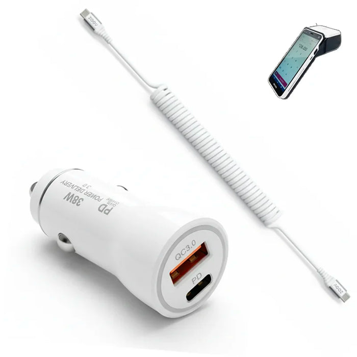 38W Fast Car Charger and USB-C Coiled Cable for Spectra S1/ S1 Plus POS