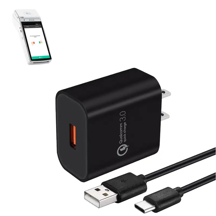 Wall Charger & USB-C Cable for Valor VL550 POS Terminal