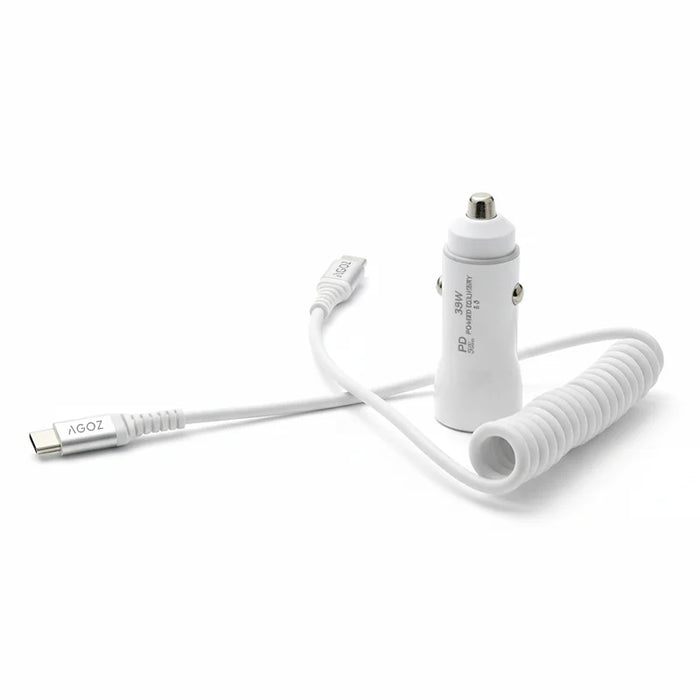 38W Fast Car Charger and USB-C Coiled Cable for Square Terminal POS