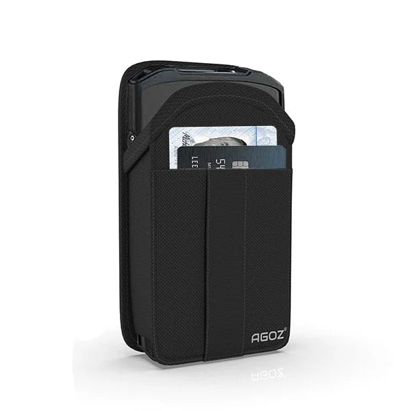 Agoz Stripe Reader carrying case with front pocket holding access cards and payment essentials