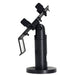 Side view of black AgozTech swivel stand showing angled backplate and adjustable POS terminal holder