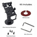 AgozTech swivel stand kit with base stand, backplate, adhesive pad, mounting screws, and Allen wrenches