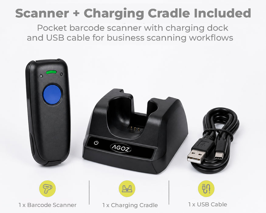 AGOZ AG-PK770 compact pocket barcode scanner lightweight design