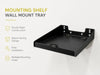 Black stainless steel Agoz wall-mount tray for the Zebra ZD621 printer with multiple installation holes.