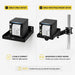 Comparison of the Agoz Seiko SII printer shelf used alone or with an adjustable pole-mount swing arm.
