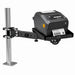 Zebra label printer secured on an adjustable Agoz pole mount with swing arm and printer shelf.