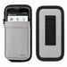 Gray Newland mobile terminal waist belt holster shown with front device access and rear belt loop detail for warehouse and stockroom movement.