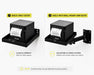 AgozTech Bixolon receipt printer tray shown in shelf-only and wall mount arm setup options