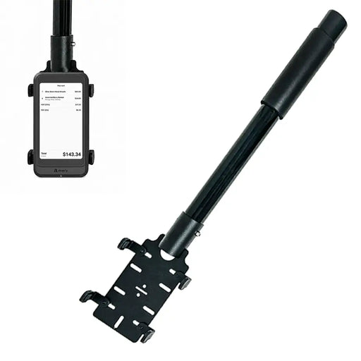 Shopify POS Terminal secured in AgozTech drive-thru handheld mount with adjustable pole