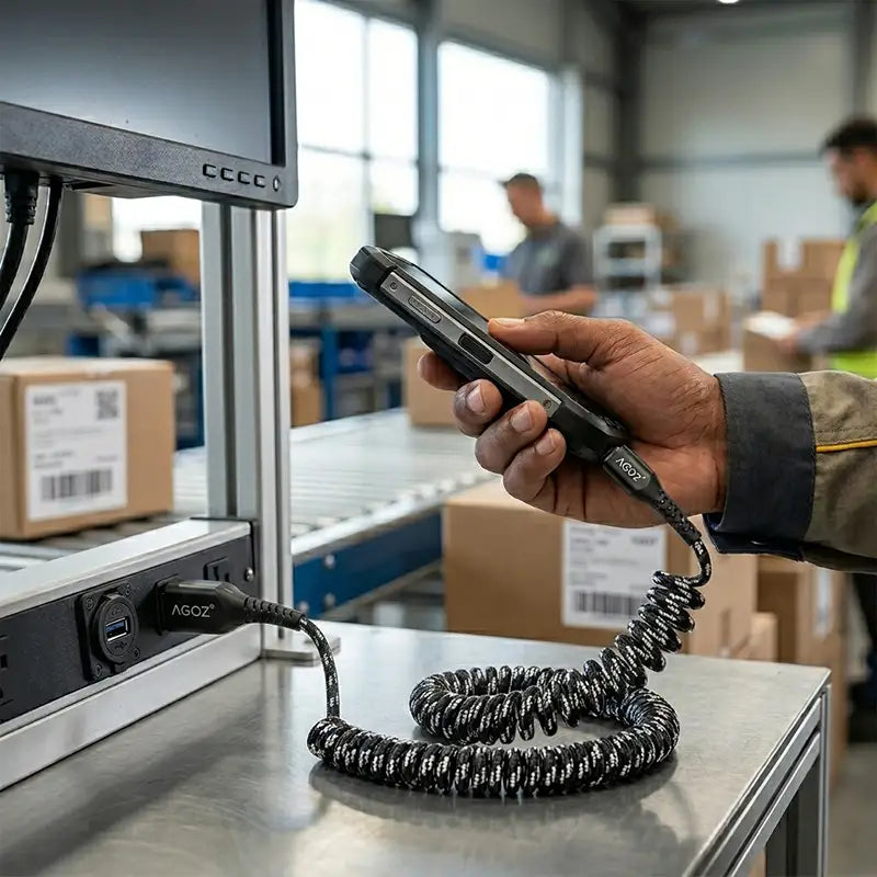 Ajustement et fonctionnalité pour câble USB-C enroulé pour terminaux portables Honeywell