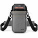 Ingenico POS payment terminal secured in a gray Agoz crossbody holster with adjustable shoulder strap.