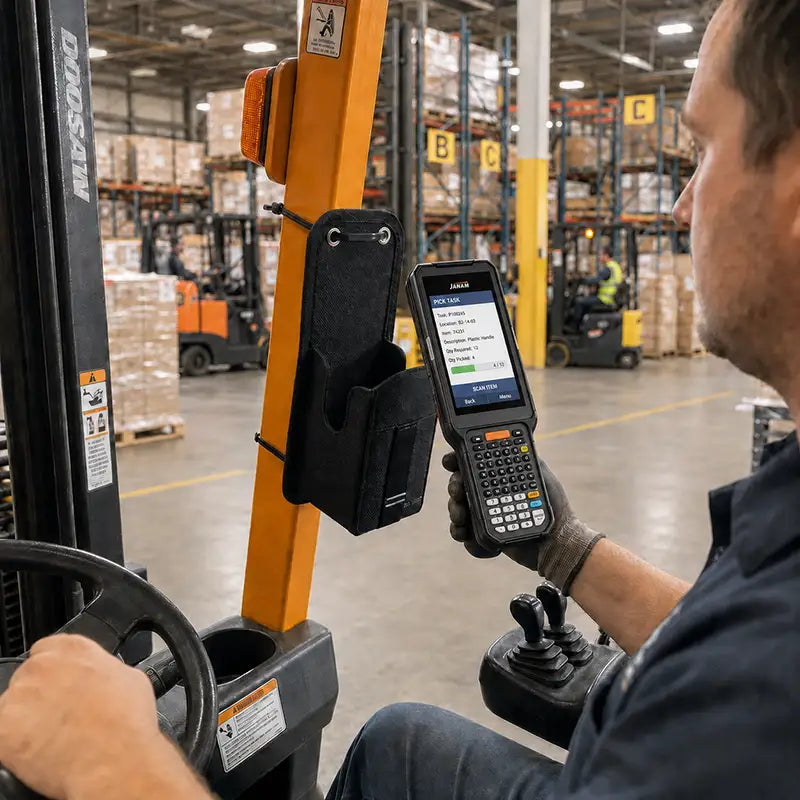 Gardez les pistolets de scan Janam Mobile prêts près des zones de travail actives