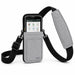Gray AgozTech shoulder sling holster with Newland mobile computer seated in the front pouch and padded crossbody strap.