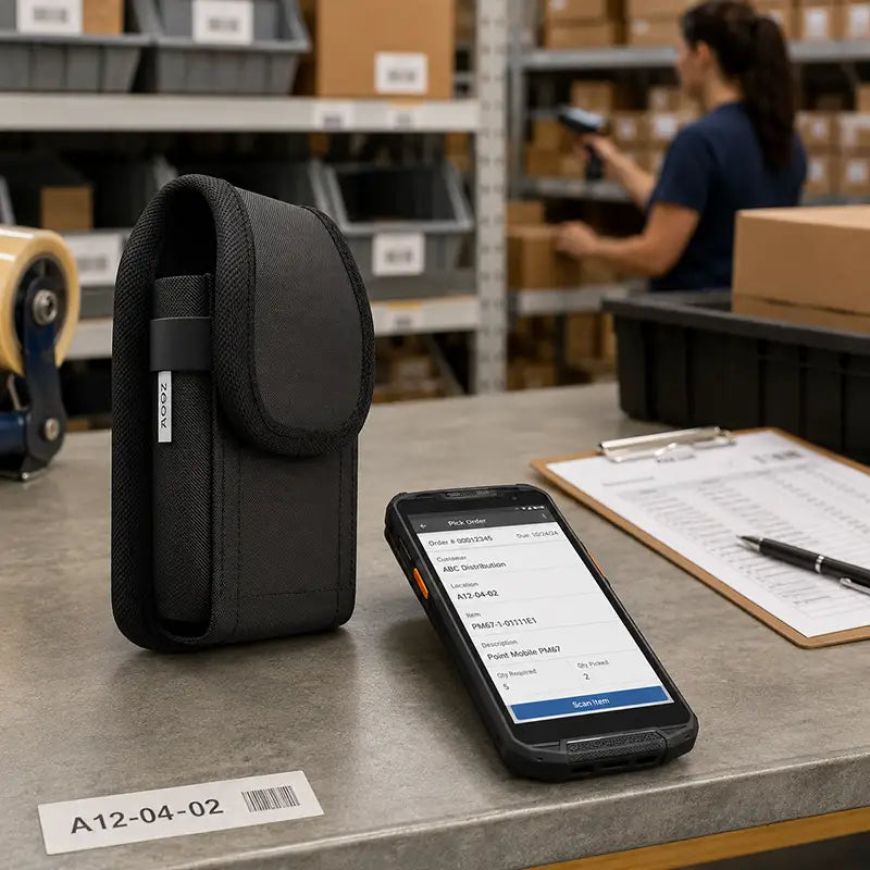 Ajustement et fonctionnalité pour l'étui de transport du scanner Point Mobile