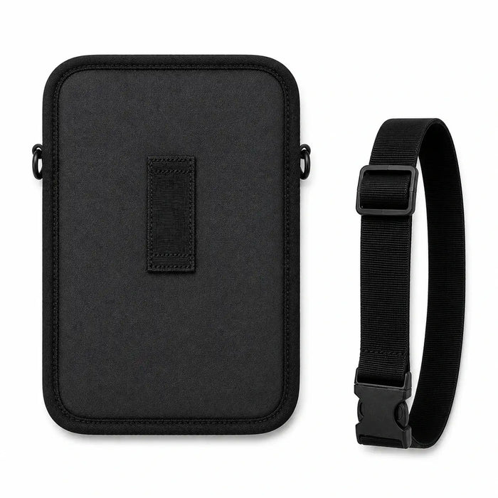 Black Rhino tablet pouch with a strap on a white background