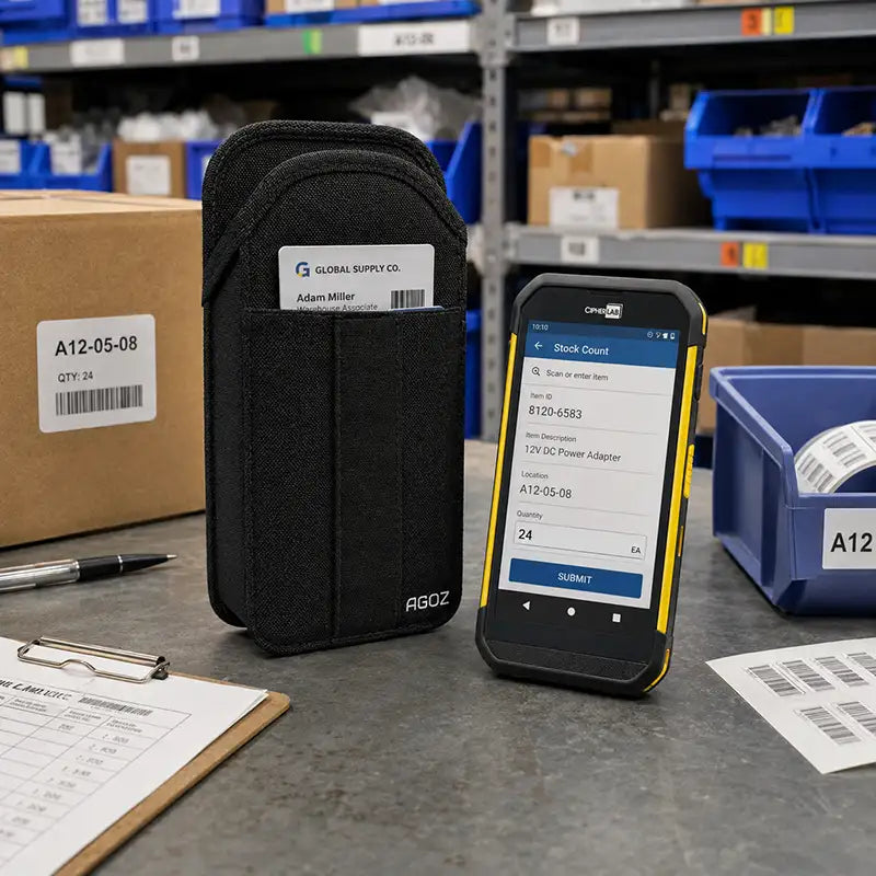 Ajustement et fonctionnalité pour l'étui de rangement de cartes pour ordinateur mobile CipherLab