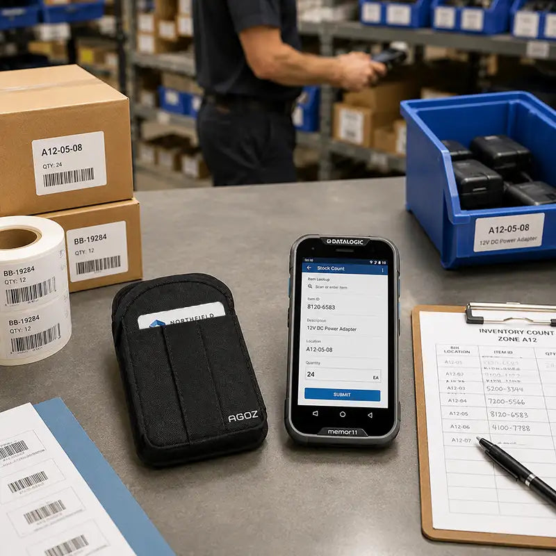 Ajustement et fonctionnalité pour l'étui de rangement de cartes du terminal mobile Datalogic