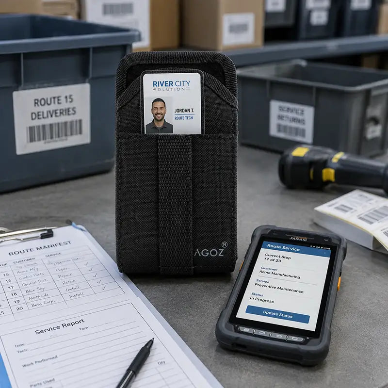Ajustement et fonctionnalité pour l'étui de rangement de cartes pour ordinateur mobile Janam