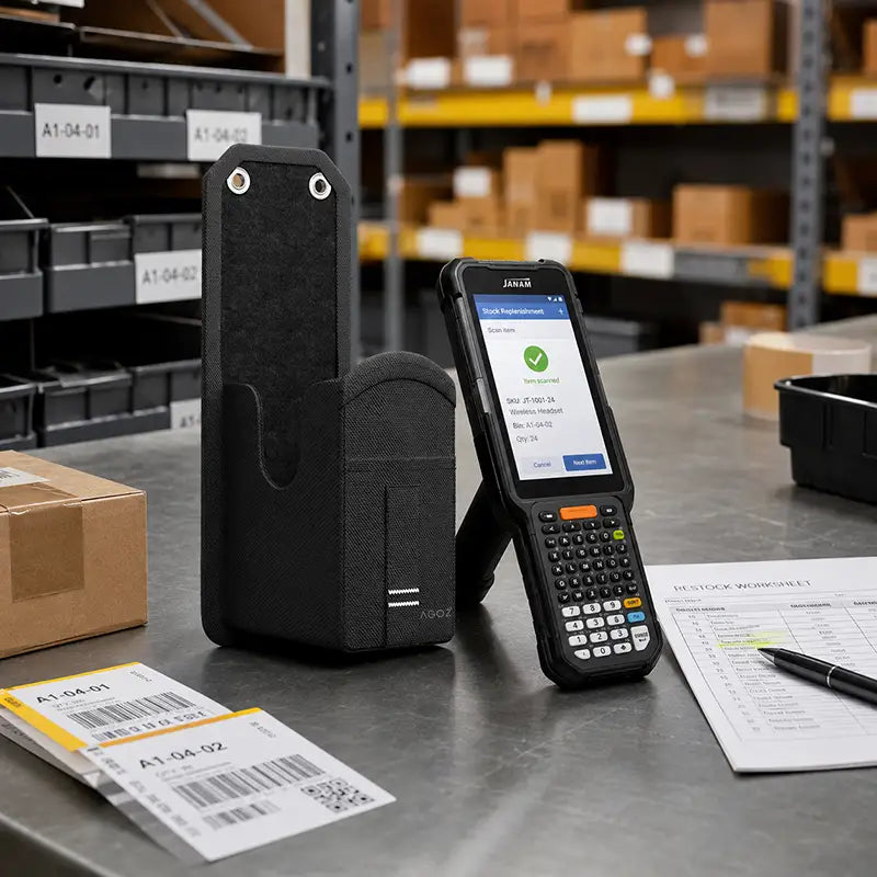 Ajustement et fonctionnalité pour l'étui de transport du scanner Janam
