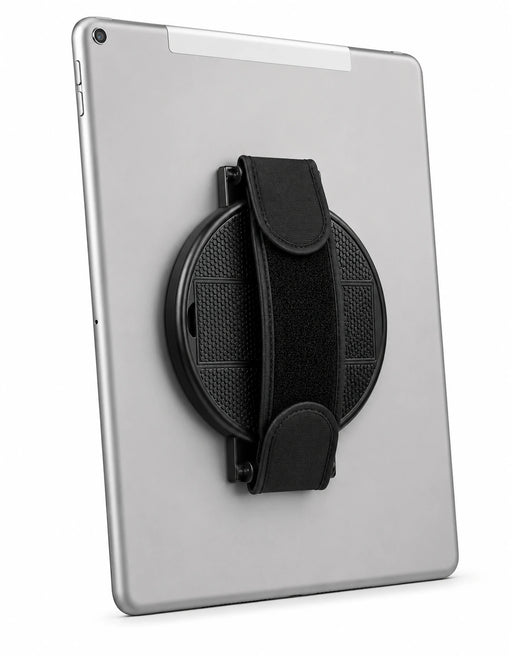 Panasonic tablet with Tablet Hand Grip for Rugged Panasonic Tablets attached to the back
