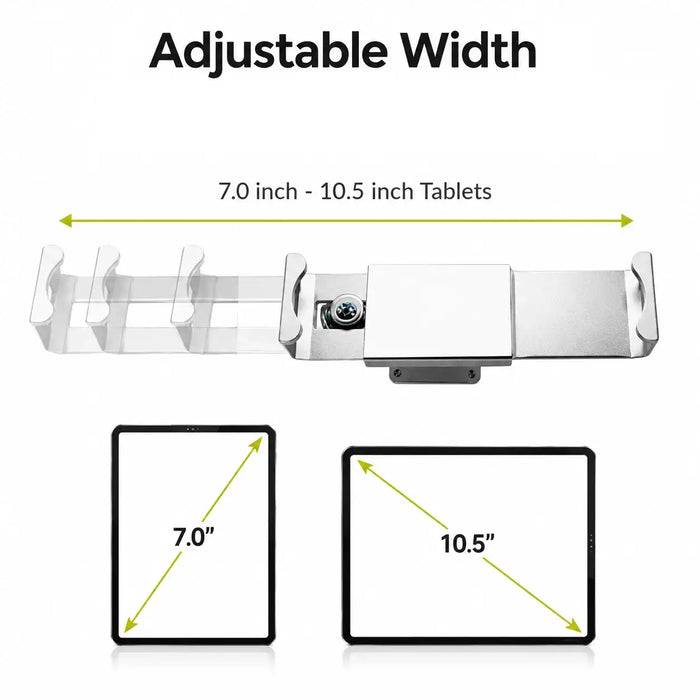 Adjustable-width Agoz tablet holder designed to fit tablets measuring 7 to 10.5 inches.