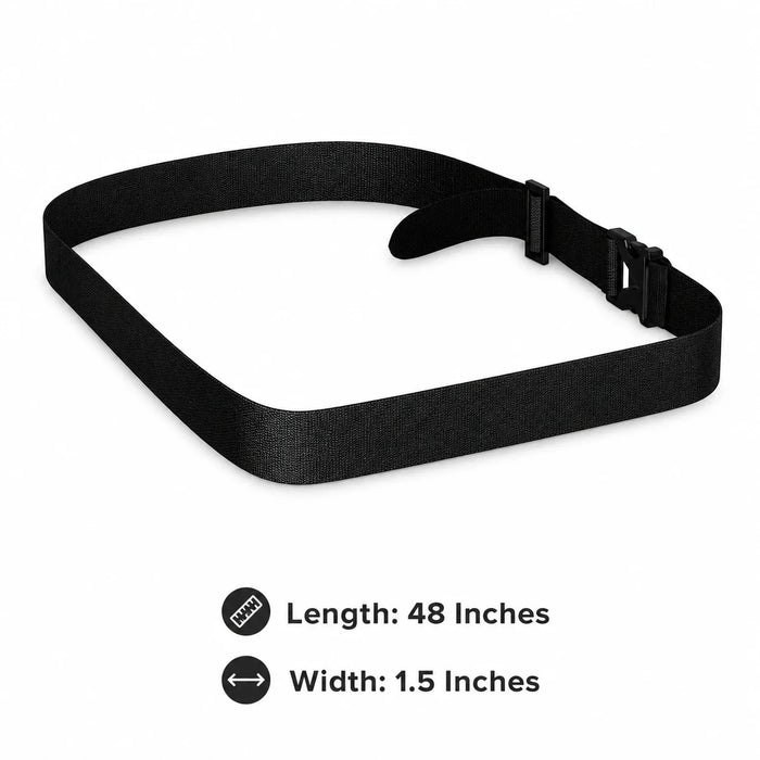 Black belt with measurements on a white background for Adyen POS