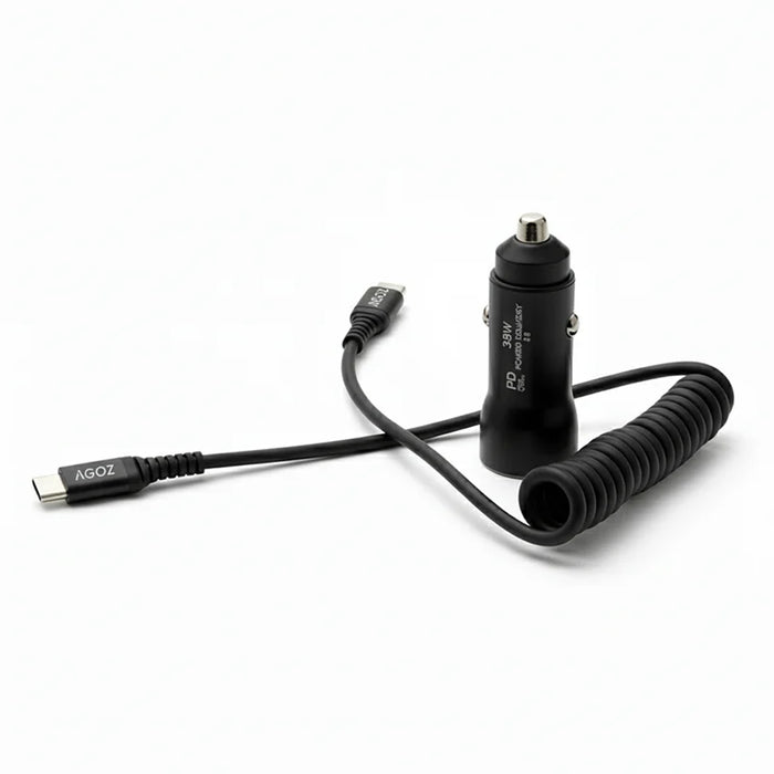 38W Fast Car Charger and USB-C Coiled Cable for Zebra TC22 Handheld