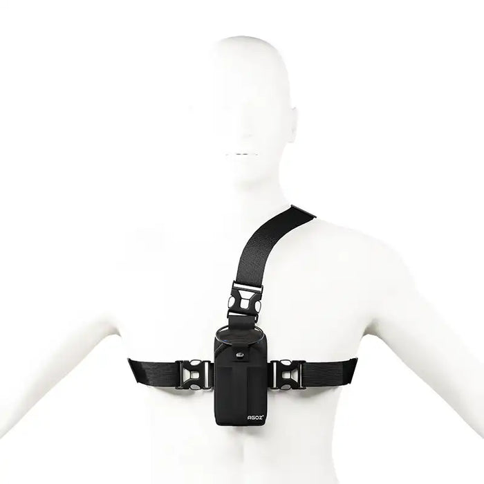 Chest Harness Holster for Point Mobile Scanner displayed on a mannequin to show front body placement and strap fit