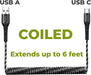 Coiled USB-C Fast Charging Cable for Delfi PM85 / PM86 Mobile Computer