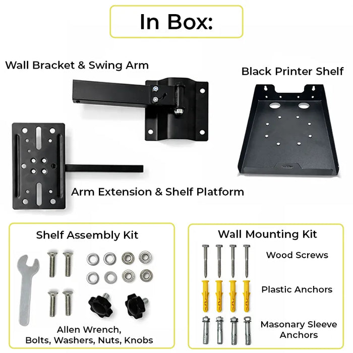 Zebra GK420T Industrial Wall Mounted Printer Shelf with Swing Arm