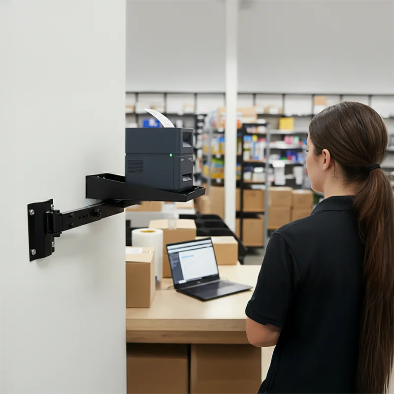 Zebra GK420T Industrial Wall Mounted Printer Shelf with Swing Arm