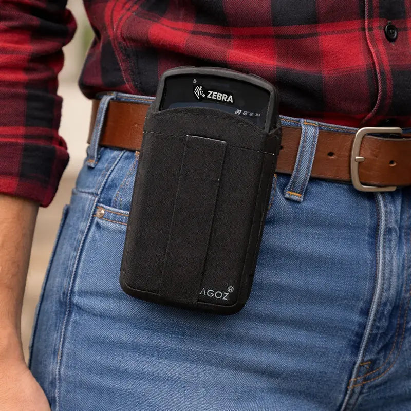AgozTech holster case with Zebra TC73 mobile computer worn on belt