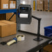 Citizen mobile printer arm mount installed on a work cart at a warehouse packing station