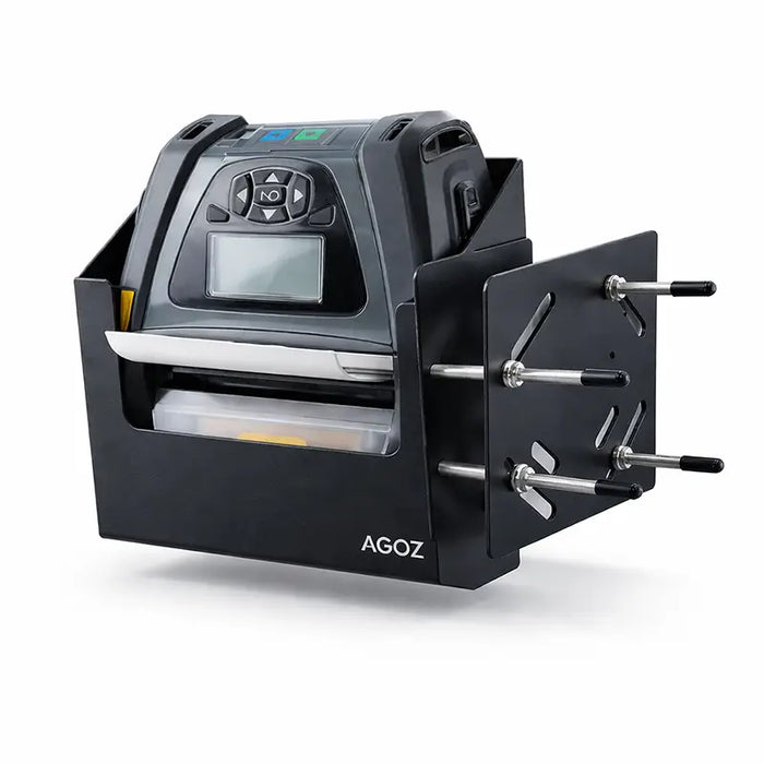 AGOZ metal forklift mount holder with Zebra ZQ630 mobile printer and adjustable mounting bracket