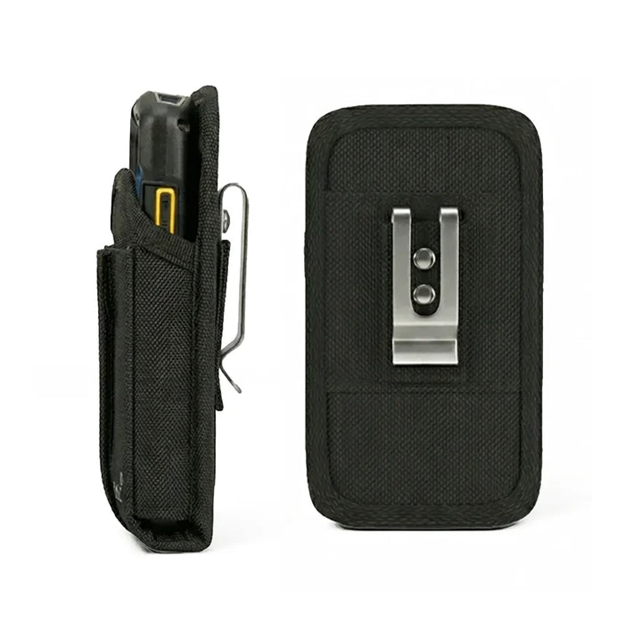AgozTech black holster case for Zebra Tc73 handheld mobile computer, side and back view