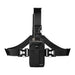 Front view of AgozTech chest harness holster holding Uniden radio scanner
